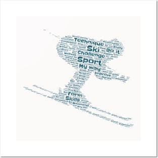 Skier Ski Silhouette Shape Text Word Cloud Posters and Art